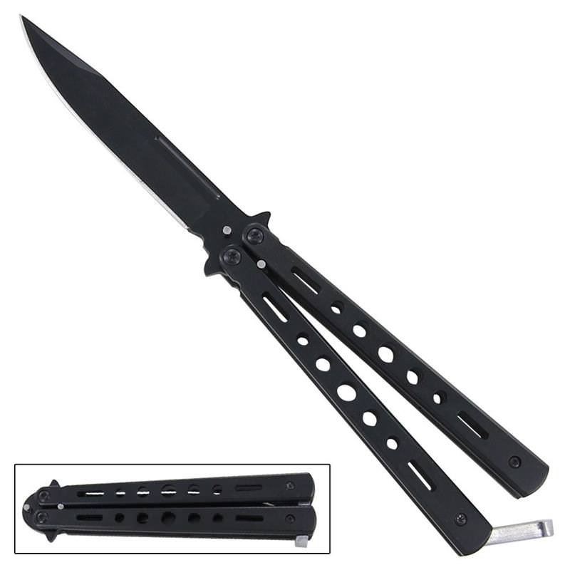 Midnight Trickster Butterfly Knife - Tophatter's Army Products & Self Defense Collectible Weapons - Tophatter Daily Deals